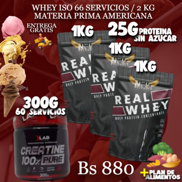 3 PROTEINA + CREATINA 300G