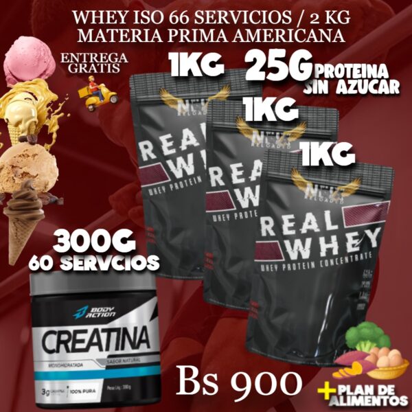 3 PROTEINA + CREATINA 300G