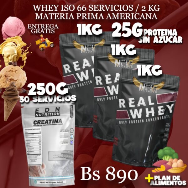 3 PROTEINA + CREATINA 250G