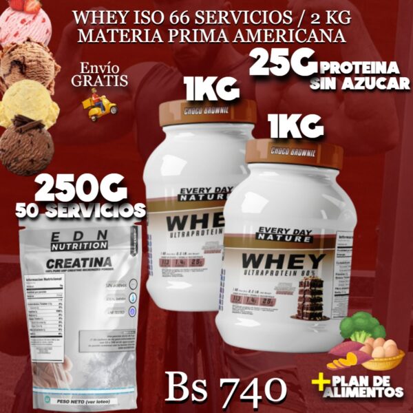 2 PROTEINA + CREATINA 250G