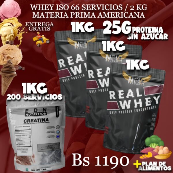 3 PROTEINA + CREATINA 1KG