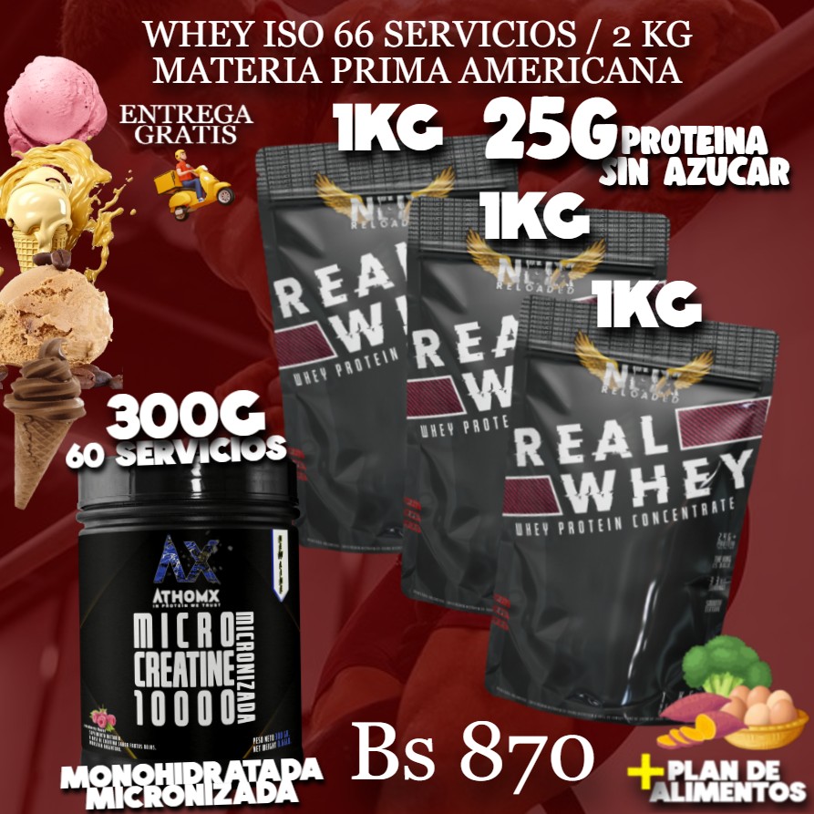 3 PROTEINA + CREATINA MONOHIDRATADA 300G